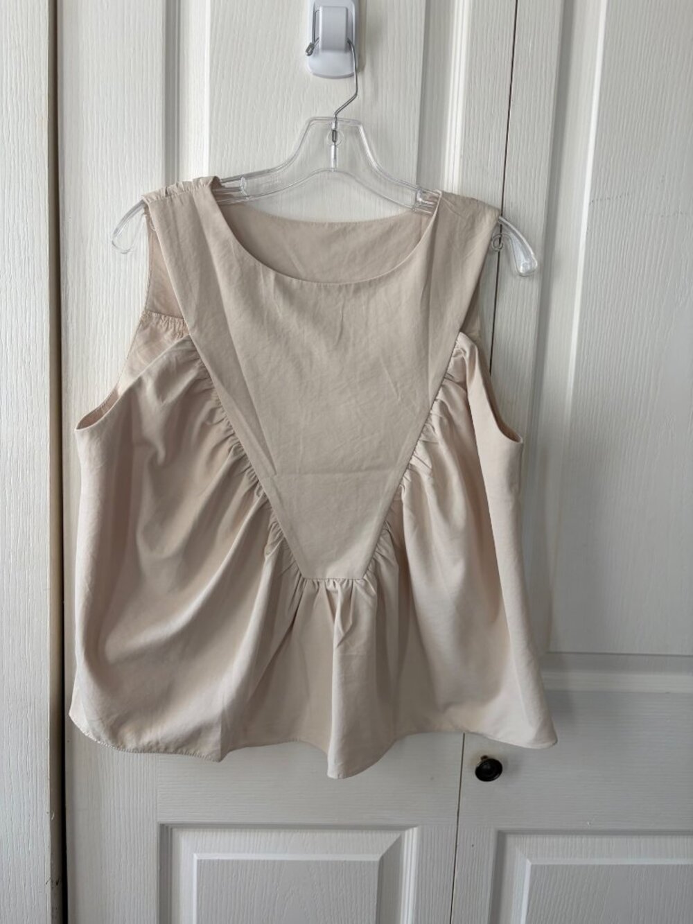 Sleeveless Beige Ruffled Blouse